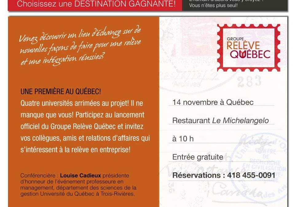 Lancement officiel du Groupe Relève Québec